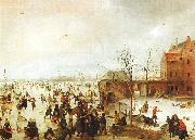 A Scene on the Ice near a Town Hendrick Avercamp